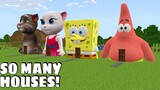 I found HOUSES OF SPONGEBOB PATRICK TOM AND ANGELA  in Minecraft - Gameplay - Coffin Meme