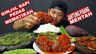 MUKBANG GINJAL SAPI PEDAS MEMATIKAN + RENDANG JENGKOL + SAMBAL IJO PADANG + LALAPAN MENTAH