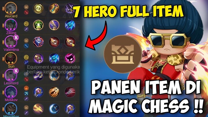 PILIH ITEM SEPUASNYAA DI MAGIC CHESS !! 7 HERO FULL ITEM !! COMBO QUARTERMASTER + CHOU SKILL 3 !!