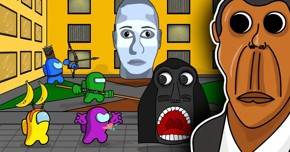 AMONG US vs. OBUNGA NEXTBOT in BACKROOMS | Selene Delgado | Angry Munci ...