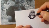 Don't love me without results | Sketch an orangutan hurt by love with a ballpoint pen