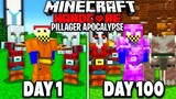 I Survived 100 Days in a PILLAGER APOCALYPSE in Hardcore Minecraft…