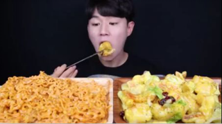 Mì xào Carbo Buldak Kem Xoài Tôm Mukbang ASMR #mukbang #asmr