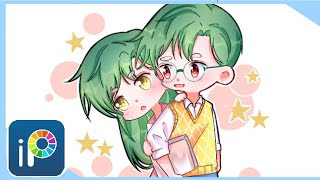 IbisPaint X] Vẽ anh em song sinh NoBi x ZiRi chibi học sinh cute học sinh