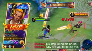 REASON WHY BEATRIX USER HATE BRUNO (TARGET LOCK BEATRIX) BRUNO BEST BUILD AND EMBLEM SET 2022 - MLBB