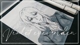 Menggambar anime waifu cewek cantik Violet evergarden