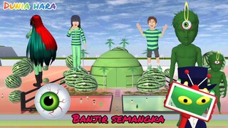 Banjir Semangka 🍉 | Alien Raksasa Mata Satu Ubah Orang Jd Alien Hijau | Sakura School Simulator