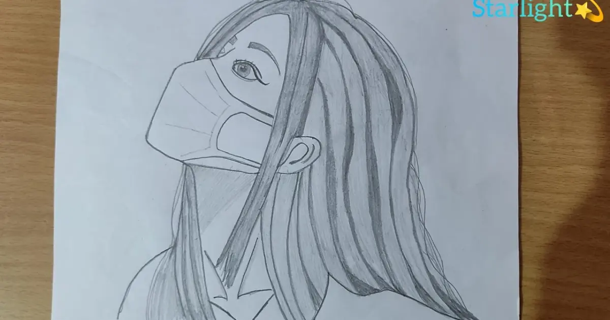 Easy mask girl drawing / beautiful girl drawing / Easy way to draw girl  wearing mask 😷/pencil sketch - Bilibili