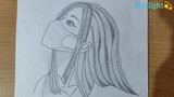 Easy mask girl drawing / beautiful girl drawing / Easy way to draw girl wearing mask 😷/pencil sketch