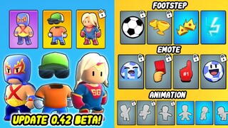 AKHIRNYA UPDATE 0.42 BETA! 3 SKIN BARU, FOOTSTEP LISTRIK DAN EMOTE BARU DI STUMBLE GUYS!?