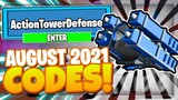 *AUGUST 2021* ACTION TOWER DEFENSE CODES *WEAPONS UPDATE* ALL NEW SECRET OP CODES!