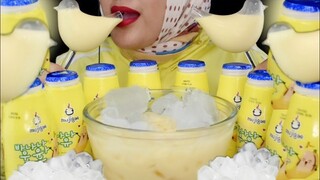 ASMR ICE EATING|MINUMAN SEGAR |BANANA MILK MUJIGAE |DRINKING |ICE CRYSTAL|segar|ASMR INDONESIA