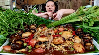 ตำซั่วหอยโข่งนา เผ็ดนัวร์น้ำปลาร้าเเกล้มผักก้านจองชะอมหอมๆ|ส้มซ่าพาเเซ่บ 26 พฤษภาคม ค.ศ. 2023