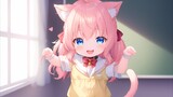 [AI Painting] Fans contributed pink-haired kitten girl school uniform