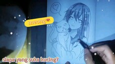 duduk santai bersama kucing (drawing)🐱