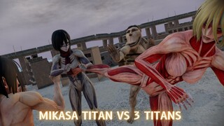 Mikasa Titan vs Female Titan - Cart Titan - Jaw Titan