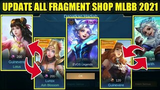 INFO UPDATE ALL FRAGMENT SHOP MLBB 2021!!!RARE FRAGMENT SHOP DAN HERO FRAGMENT SHOP