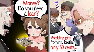 My brother and his wife gave me only 50 yen as a wedding gift→My daughter said, "Don't you...【Manga】