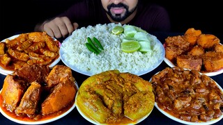 RAJMA CURRY, DOI POTOL, PUMPKIN MASALA, DUM ALOO, KAKROl BHUNA, RICE, SALAD ASMR MUKBANG #LiveToEATT