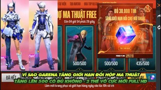 FREE FIRE | VÌ SAO GARENA TĂNG GIỚI HẠN ĐỔI CHỢ MA THUẬT LÊN 500- 2 THẺ VÔ CỰC MỚI FULL HD KHÔNG CHE