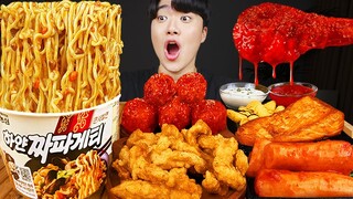 ASMR MUKBANG 직접 만든 양념 치킨먹방! 스테이크 짜파게티 레시피 & 먹방 FRIED CHICKEN AND BLACK BEAN NOODLES EATING SOUND!