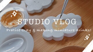 创业 Studio Vlog #5: 贴纸，练习石塑粘土，猫爪胸针，制作马来西亚微缩饮料饰品 || Harümi