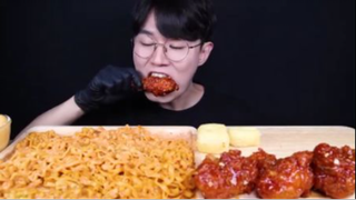 Mì chiên Carbo Buldak Sữa chiên gà tẩm gia vị Mukbang #mukbang #asmr