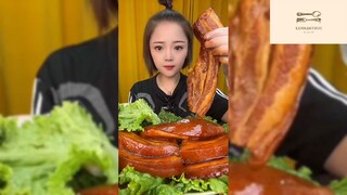 Mukbang thịt mỡ cuốn rau xà lách #anngon