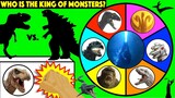 GODZILLA vs DINOSAURS Spinning Wheel Slime Game w/ KOM Godzilla Movie & Dinosaur Toys