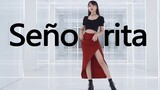 Dance cover "Señorita" dengan rok merah panjang