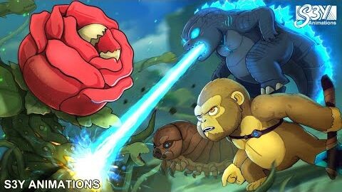 Baby Godzilla, Kong, Mothra Larva vs. Biollante – Animation 6