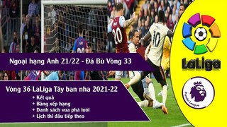 Tổng hợp kết quả Vòng 36 LaLiga Tây ban nha & Ngoại Hạng Anh đá bù Vòng 37 21/22