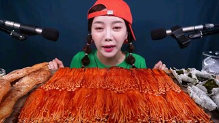 Nuclear SPICY 🔥 Buldak Enoki Mushrooms & Dumpling RealSound Mukbang & Mukbang ASMR