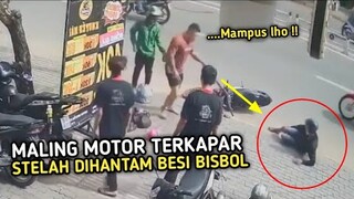 Maling Motor Tumbang Dihantam Besi Bisbol !! Rekaman CCTV Tebaru 2023