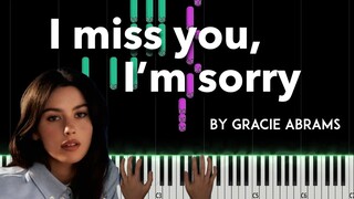 I miss you, I'm sorry by Gracie Abrams piano cover + sheet music & lyrics