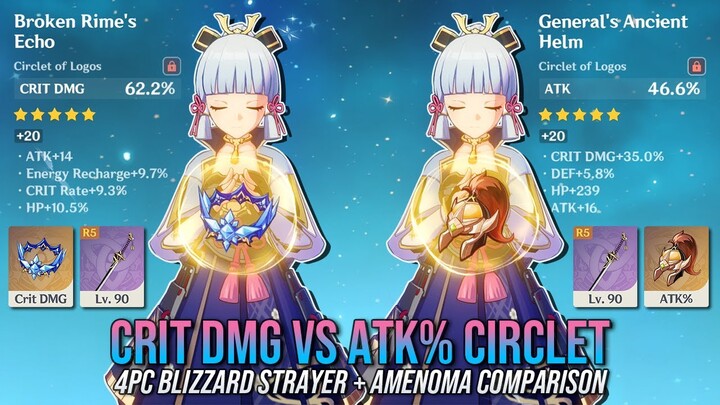 4PC BLIZZARD STRAYER: CRIT DMG VS ATK% Circlet - C0 Ayaka R5 Amenoma Comparison | Genshin Impact