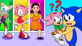 So sad story: Poor Sonic choose Amy, Rouge, Squid game with Amy baby| Sonic the Hedgehog Animation