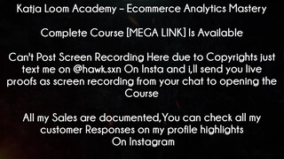 Katja Loom Academy Course Ecommerce Analytics Mastery Download