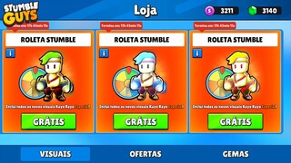 GIREI DE NOVO MUITAS ROLETAS NO STUMBLE GUYS [NOVA SKIN ESPECIAL] - GASTEI 10 MIL GEMAS 😱