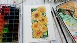 [Watercolor] Ilustrasi bunga matahari yang indah/tutorial mewarnai cat air~