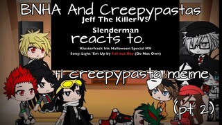 BNHA and Creepypastas reacts to Jeff vs Slender man +1 Creepypasta meme (pt2)