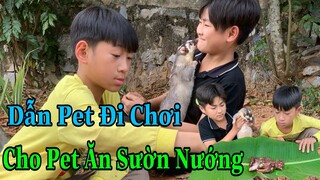 Dẫn Chồn Đi Chơi 2 Anh Em Làm Món Sườn Heo Nướng | Cho Chồn Ăn Sườn Heo Nướng