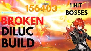 (150K CRIT) INSANE DILUC BUILD - DESTROYS BOSSES IN ONE HIT - Genshin Impact