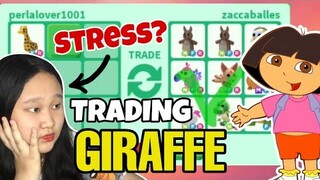 WHAT PEOPLE TRADE FOR GIRAFFE IN ADOPT ME *DORA TRADES ME* (W/F/L?) *Roblox Tagalog*