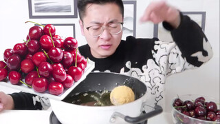 【Deep Fried Cherries】Throwing cherries into fryer. Super good.