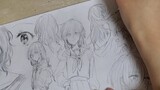 【アナログ】กระดาษ いっぱいに女の子をการวาด いてみた