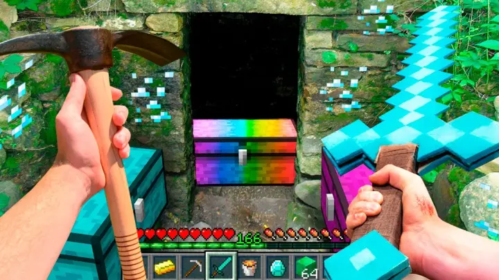 Minecraft in Real Life POV ~ RAINBOW SECRET CHEST TEMPLE SKREEPER in Realistic Minecraft Animation