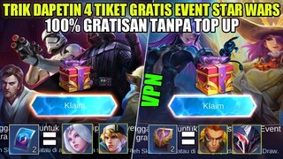 LOGIN HARI INI!! TRIK KLAIM 4 TIKET GRATISAN EVENT STAR WARS DAN BOUNTY HUNTER MLBB | DRAW GRATIS