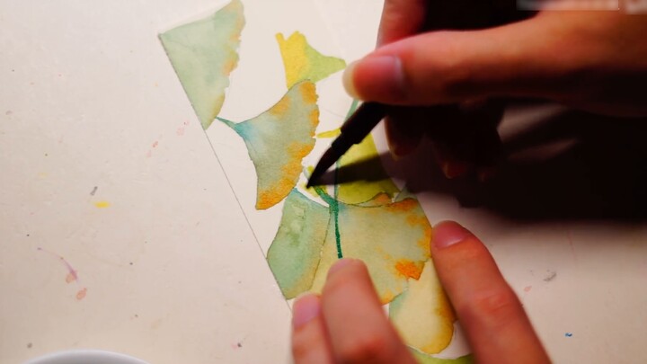 [Healing Watercolor] Watercolor Ginkgo Bookmark