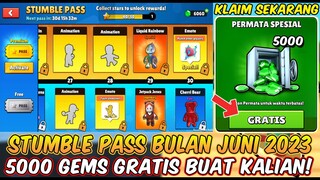 BOCORAN STUMBLE PASS BULAN JUNI 2023 DAN CARA MENDAPATKAN 1000 GEMS GRATIS - Stumble Guys